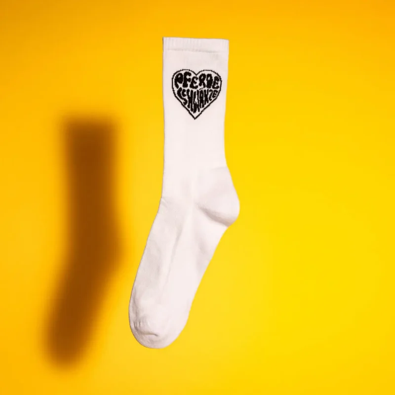 Socken "Pferdeschwänze Schwarzes Herz" Weiß