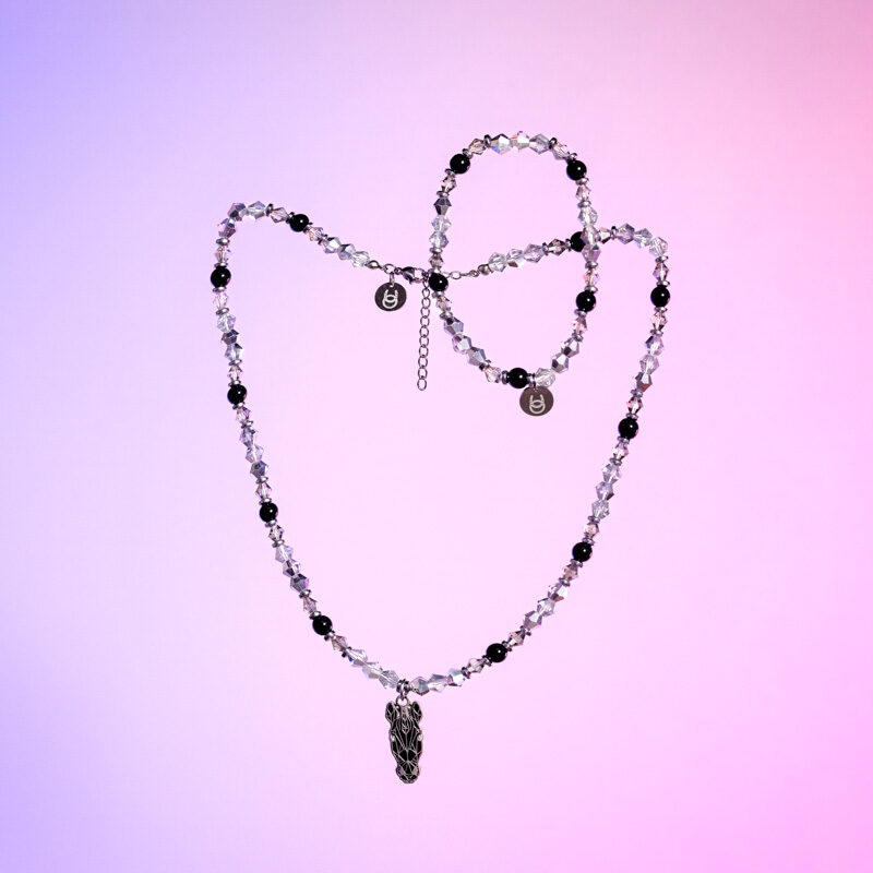 Armband & Kette Set schwarz / silber